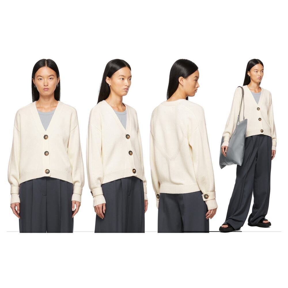 Loulou Studio Tiberine Cardigan Sweater XS Cream Wool Cashmere Oversized
